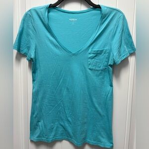 Express Women's Teal V-Neck Top